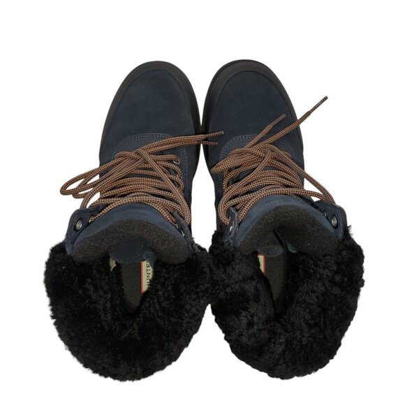 HUNTER Womens 'Commando' Black/Navy Suede Waterproof Boots Sz 7 Sheep Fur Lined‎ - Picture 10 of 14